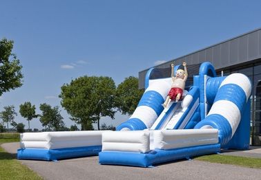নীল / সাদা টানেল বাণিজ্যিক Inflatable স্লাইড নিরাপত্তা দৈত্য Inflatable স্লাইড ভাড়া
