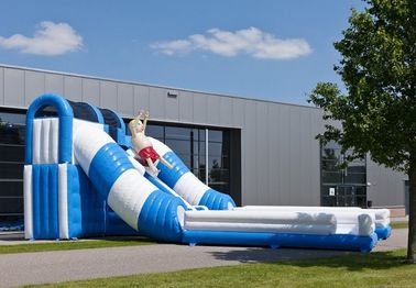 নীল / সাদা টানেল বাণিজ্যিক Inflatable স্লাইড নিরাপত্তা দৈত্য Inflatable স্লাইড ভাড়া