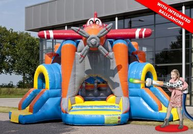 প্লেন Ballcanon টেকসই পিভিসি Inflatable কম্বো Bounce হাউস কাস্টমাইজড