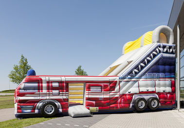 কাস্টমাইজড ফায়ার ট্রাক প্রাপ্তবয়স্ক Inflatable স্লাইড পার্টি ইভেন্ট ভাড়া infllable স্লাইড