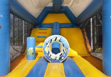 Seaworld কম্বো জাম্পার ভাড়া Inflatables বাউন্স হাউস নীল 0.55 মিমি পিভিসি