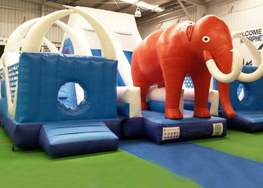 সিই, EN14960 নীল এবং লাল দৈত্য Inflatable বিশ্বের হাতি KIds জন্য বাউন্সার স্লাইড