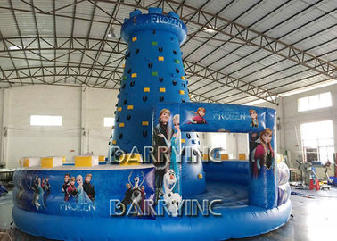 নীল কিডস ফ্রিজ Inflatable আরোহণ ওয়াল টাইপ পিভিসি উপাদান Inflatable ক্রীড়া Arena