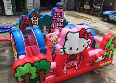 স্লাইড, বাণিজ্যিক অ্যাডাল্ট বাউন্সি কাসল সহ হ্যালো কিটি Inflatable Toddler খেলার মাঠ