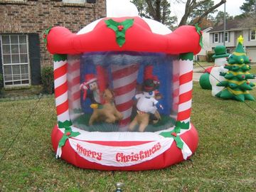 লাল ক্রিসমাস Inflatable গুদাম বাউন্সার আশ্চর্যজনক কিডস পার্টি বাউন্স ঘর