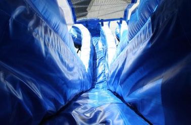 নীল ২২ ফুট ডলফিন ডাবল লেন ক্যালি মহাসাগর প্রবাহিত জল স্লাইড পিভিসি তরপলিন উপাদান দিয়ে