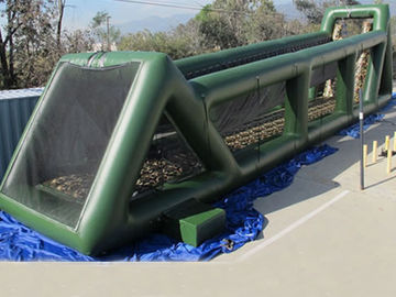 উচ্চ 80 ফুট সবুজ inflatable ক্রীড়া গেম প্রাপ্তবয়স্কদের জন্য দীর্ঘ দৈত্য Inflatable জিপ লাইন