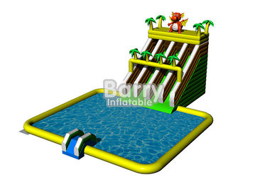 0.55 মিমি পিভিসি Tarpaulin বাগান বাণিজ্যিক জন্য জঙ্গল Inflatable জল স্লাইড পার্ক