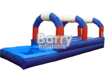 পুল পশু থিম সঙ্গে নীল / লাল / হোয়াইট ডাবল লেন Inflatable স্লিপ এন স্লাইড