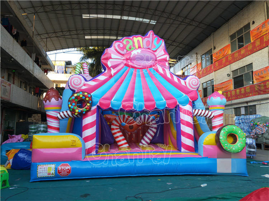 স্লাইড ক্যান্ডি স্লাইড দুর্গ সঙ্গে বাণিজ্যিক গ্রেড Inflatable বাউন্স হাউস
