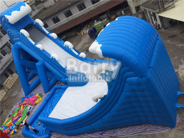 নীল তরঙ্গ 36 * 20 * 15 মি দৈত্য inflatable জল স্লাইড পুল সিই / UL ব্লোয়ার সঙ্গে