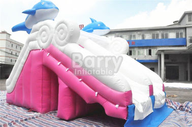 0.55 মিমি PVC Tarpaulin উপাদান সুইমিং পুল জন্য ডলফিন গোলাপ Inflatable স্লাইড