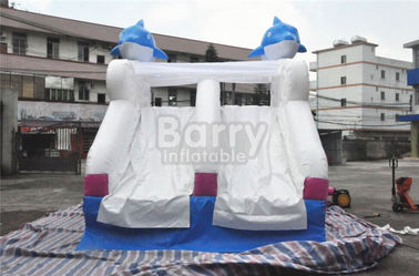 0.55 মিমি PVC Tarpaulin উপাদান সুইমিং পুল জন্য ডলফিন গোলাপ Inflatable স্লাইড