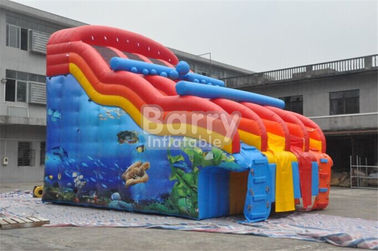 ডুয়েল লেন Seaworld থিম Inflatable জল স্লাইড Inground পুল জন্য জলরোধী