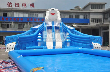 EN14960 0.55 মিমি পিভিসি Tarpaulin উপাদান সঙ্গে খালেদা Bear দৈত্য Inflatable জল পার্ক