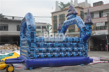 0.55 মিমি পিভিসি Inflatable বাউন্সার নীল ব্লক হ্যালোইন ফেস্টিভাল জন্য বাউন্সি হাউস কাসল