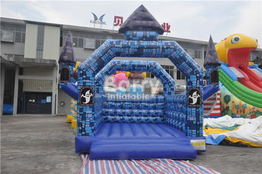 0.55 মিমি পিভিসি Inflatable বাউন্সার নীল ব্লক হ্যালোইন ফেস্টিভাল জন্য বাউন্সি হাউস কাসল