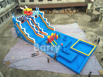 কিডস বিনোদন জন্য পুল সঙ্গে সামার ড্রাগন হিল্ড নীল বড় inflatable জল স্লাইড