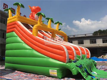 ল্যান্ডিং বিছানা সঙ্গে পুল জন্য পিভিসি ডাইনোসর ডাবল inflatable জল স্লাইড