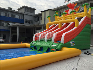 সামার জন্য পুল সঙ্গে কাস্টম ডাইনোসর স্লাইড Inflatable জল পার্ক