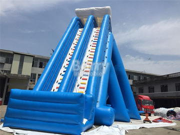 ব্লু ডাবল লেন জল পুল আগুনের retardant জন্য দৈত্য Inflatable স্লাইড