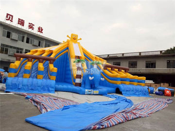 ডিজিটাল মুদ্রণ সঙ্গে পুল জন্য হলুদ এবং নীল Spongebob Inflatable জল স্লাইড