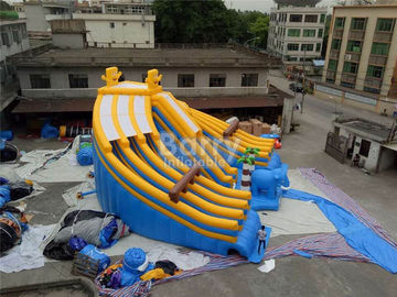 ডিজিটাল মুদ্রণ সঙ্গে পুল জন্য হলুদ এবং নীল Spongebob Inflatable জল স্লাইড