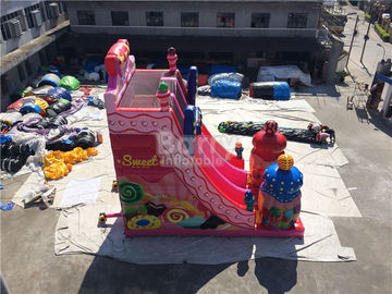 গোলাপী ক্যান্ডি 0.55 মিমি পিভিসি tarpaulin বহিরঙ্গন দৈত্য Inflatable স্লাইড / বিনোদন বিনোদন পার্ক