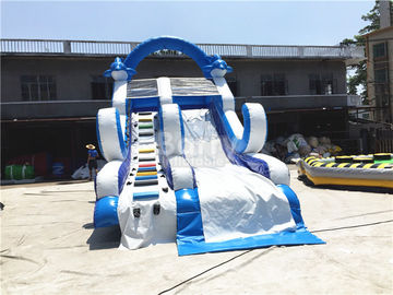 পিভিসি উপাদান সঙ্গে নীল ক্ষুদ্র Inflatable ডলফিন স্লাইড / উপরে আরোহণ ওয়াল