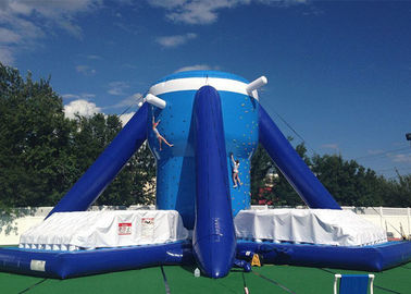 বিনামূল্যে Klimb Inflatable ইন্টারেক্টিভ গেম, বড় নীল 28ft Inflatable আরোহণ ওয়াল