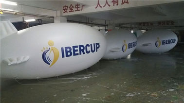 বিজ্ঞাপন প্রচারের জন্য 6 মি দীর্ঘ লম্বা হিলিয়াম Inflatable Blimp হোয়াইট প্রতিরোধ
