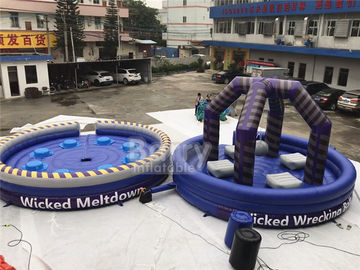 শেষ ম্যান স্ট্যান্ডিং Inflatable ইন্টারেক্টিভ গেম, বেগুনি বহিরঙ্গন খেলার মাঠ সরঞ্জাম রেকর্ন বল খেলা