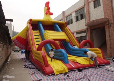 বড় বাণিজ্যিক Inflatable স্লাইড, মোরগ Inflatable ডাবল স্লিপ এবং স্লাইড