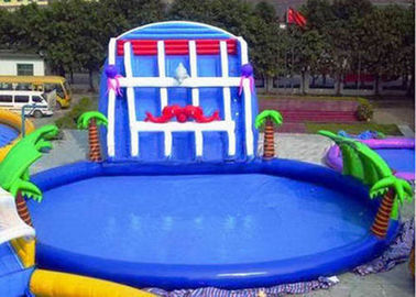 পাম ট্রি স্লাইড সহ inflatable সুইমিং পুল, গ্রাউন্ড সুইমিং পুল উপরে inflatable