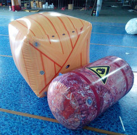 আকর্ষণীয় inflatable পেন্টবল বাংকার মাঠ, Tarpaulin পিভিসি Inflatable বক্স Inflatable তেল ব্যারেল Inflatable বক্স