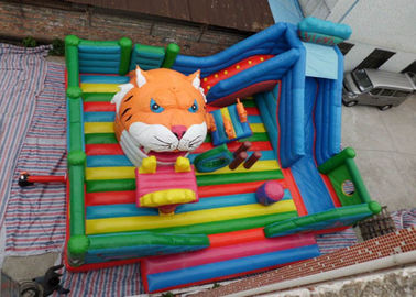 স্মৃতিশক্তি বাঘ হেড শিশুদের স্লাইড সঙ্গে inflatable বাউন্সি কাসল