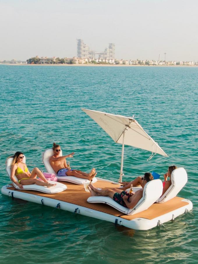 জল হ্রদ সমুদ্র অবসর T আকৃতির inflatable ভাসমান ইয়ট ডক পরিবার বন্ধুদের পার্টি 5