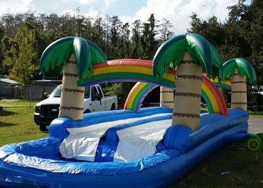 বড় পুল সঙ্গে ক্রান্তীয় 34ft দীর্ঘ inflatable জল স্লাইড ভাড়া