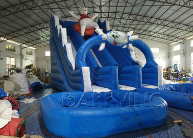 পুল সঙ্গে ব্লু Lazy বিয়ার বাণিজ্যিক Inflatable স্লাইড, দৈত্য Inflatable জল স্লাইড