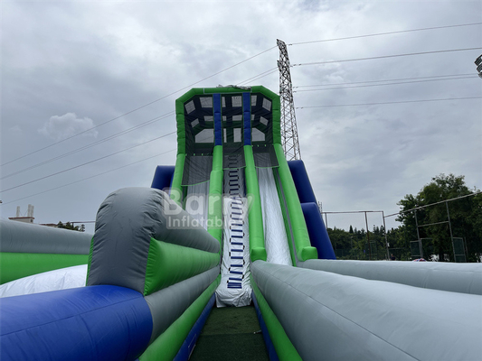 কাস্টম কিড পার্টি গেম উচ্চ 36x14x13 মিটার স্ট্রিপড বিশাল জল স্লাইড বড় ইভেন্টের জন্য 5 কিমি inflatable বাধা কোর্স