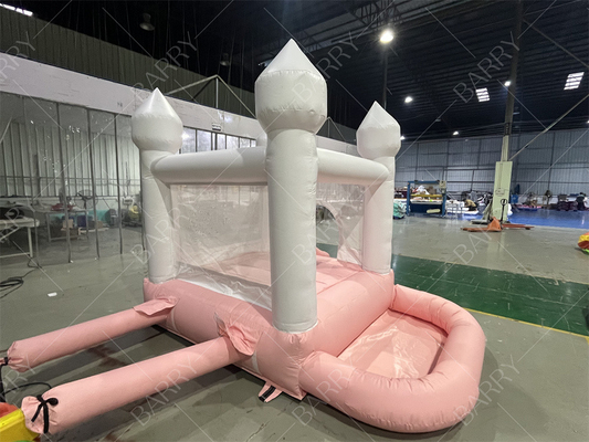 3.3x3m সাদা এবং গোলাপী সুন্দর inflatable বিবাহ bouncer স্লাইড কম্বো জাম্পিং কাসল স্লাইড