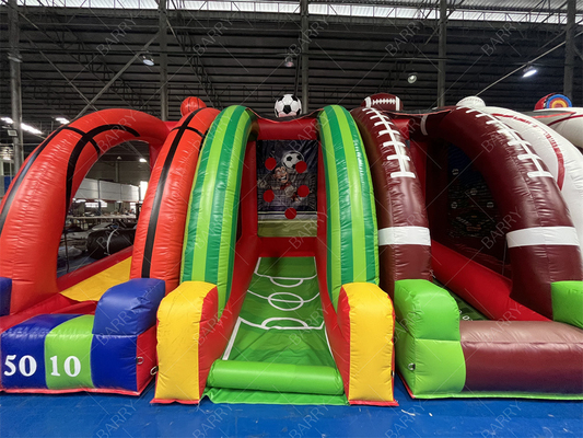 বড় নতুন ডিজাইন কাস্টম তৈরি উত্তেজনাপূর্ণ inflatable বাচ্চাদের 7 ইন 1 কার্নিভাল গেম ভাড়া ব্যবসার জন্য
