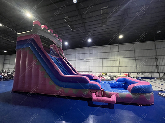 8.4x3.6x6m কাস্টম জাম্পার বাউন্সি কিডস গোলাপী রাজকুমারী পার্টির জন্য inflatable জল স্লাইড