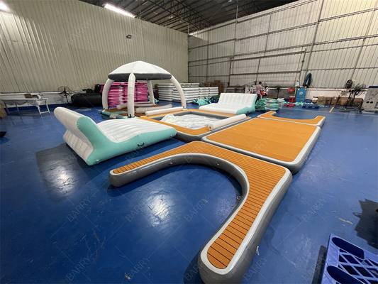 বাণিজ্যিক inflatable ইয়ট ভাসমান প্ল্যাটফর্ম দ্বীপ নৌকা ডক inflatable নৌকা ঘর