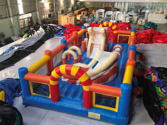আউটডোর কিডস খেলার মাঠ স্লাইড বাধা কোর্স সঙ্গে inflatable থিম পার্ক