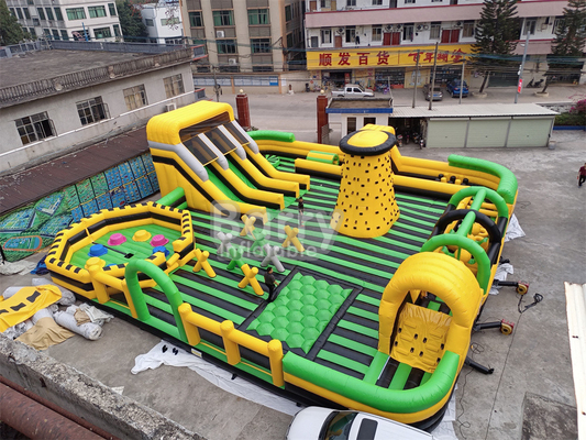 বিশাল আউটডোর ওয়াটার শুকনো inflatable থিম পার্ক জাতীয় ইনডোর বিগ বাউন্স হাউস উইপ আউট গেম স্লাইড ক্লাইম্বিং প্রাচীর