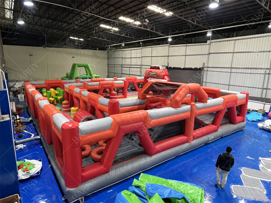 রেড ট্রাম্পলিন পার্ক ফান সিটি inflatable থিম পার্ক বিনোদন পার্ক বড় প্রাপ্তবয়স্ক inflatable ঝাঁকুনি ঘর বিক্রয়ের জন্য শিশুদের জন্য