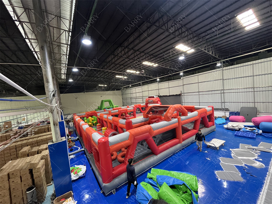 রেড ট্রাম্পলিন পার্ক ফান সিটি inflatable থিম পার্ক বিনোদন পার্ক বড় প্রাপ্তবয়স্ক inflatable ঝাঁকুনি ঘর বিক্রয়ের জন্য শিশুদের জন্য