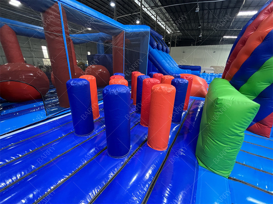 বড় বল বাধা কোর্স সঙ্গে বাণিজ্যিক inflatable থিম পার্ক ইনডোর ঝাঁপ খেলার মাঠ ডিস্কো ঝাঁপ বাস্কেটবল হুপ
