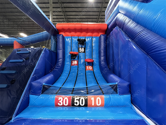 বড় বল বাধা কোর্স সঙ্গে বাণিজ্যিক inflatable থিম পার্ক ইনডোর ঝাঁপ খেলার মাঠ ডিস্কো ঝাঁপ বাস্কেটবল হুপ